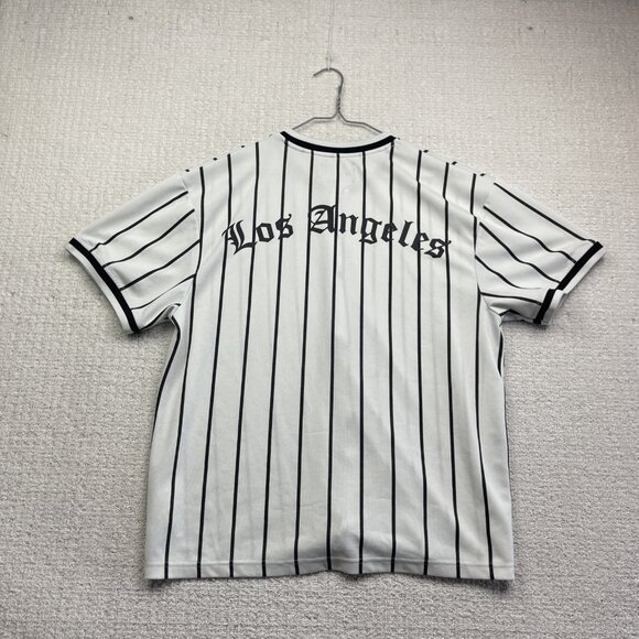 URBN IDNTY Baseball Jersey LA Los Angeles Button Up White / Black Striped Men S - Picture 13 of 16